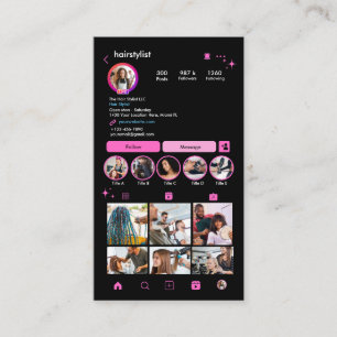 Instagram Friseur Pink QR Code Social Media Visitenkarte