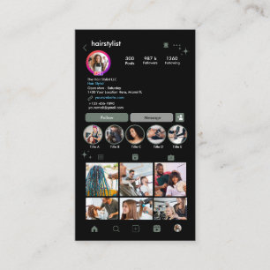 Instagram-Friseur Sage Green QR Social Media Visitenkarte