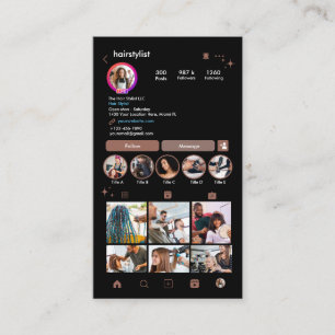 Instagram-Friseur Terracotta QR Social Media Visitenkarte