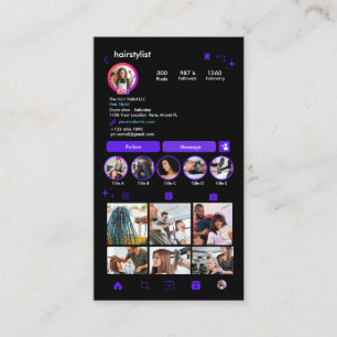 Instagram-Friseur Violet QR-Code Social Media Visitenkarte