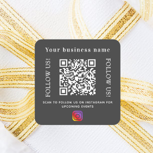 Instagram für Unternehmenskohle, grau qr Quadratischer Aufkleber