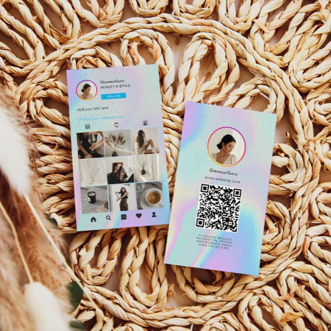 Instagram Holographic QR Code 10 Foto Grid Visitenkarte (Von Creator hochgeladen)