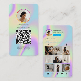 Instagram Holographic QR Code 10 Foto Grid Visitenkarte