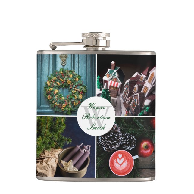 Instagram Hygge Weihnachten Personalisiertes Foto  Flachmann (Vorderseite)