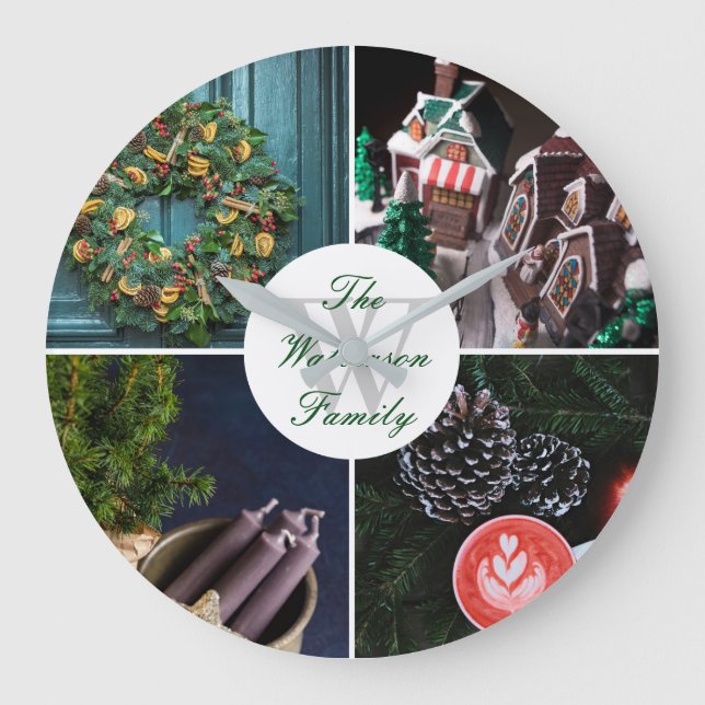 Instagram Hygge Weihnachten Personalisiertes Foto  Große Wanduhr (Vorderseite)