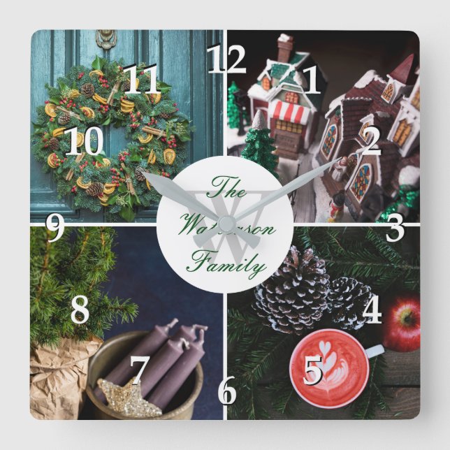 Instagram Hygge Weihnachtspersonalisiertes Quadratische Wanduhr (Vorderseite)