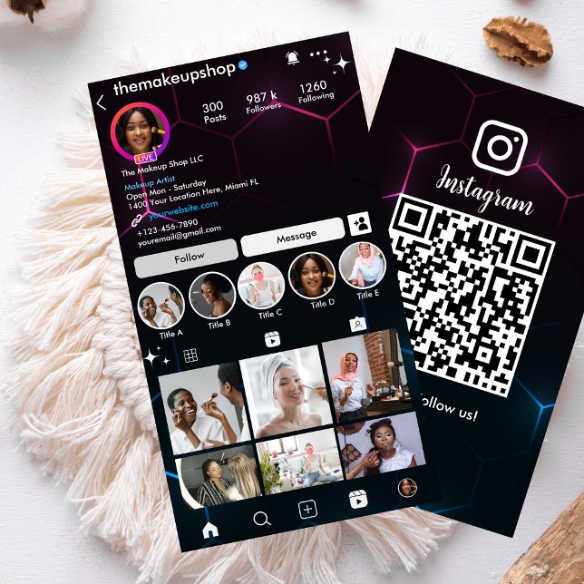Instagram Influencer Black QR Code Social Media Visitenkarte (Von Creator hochgeladen)
