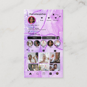Instagram Lila Marmor QR-Code Social Media Visitenkarte