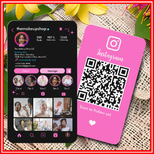 Instagram Makeup Artist Influencer Pink QR Code Visitenkarte
