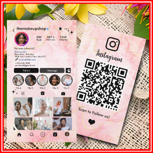 Instagram Makeup Artist Rosa Marmor QR Code Visitenkarte
