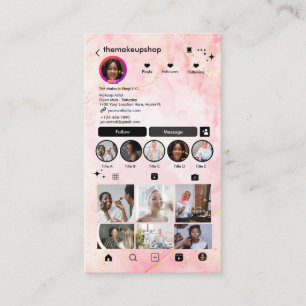 Instagram Marmor Rosa QR-Code Social Media  Visitenkarte