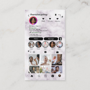 Instagram Modern Marble QR-Code Social Media Visitenkarte