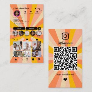 Instagram Modern Retro Boho QR-Code Social Media Visitenkarte