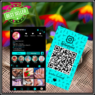 Instagram Nagelstudio Türkis Social Media QR Visitenkarte