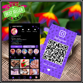 Instagram Nail Salon Lila | QR-Code für soziale Me Visitenkarte