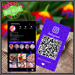Instagram Nail Salon Violet   QR-Code für soziale  Visitenkarte
