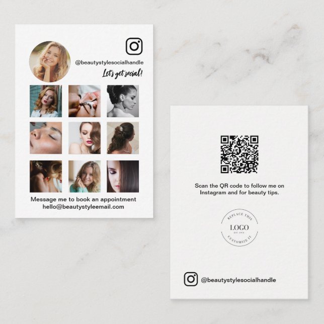 Instagram Photo Collage Beauty Social Media logo Visitenkarte (Vorne/Hinten)