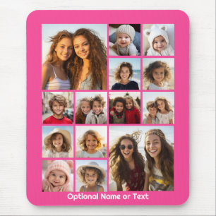 Instagram Photo Collage - Up to 14 photos Pink Mousepad