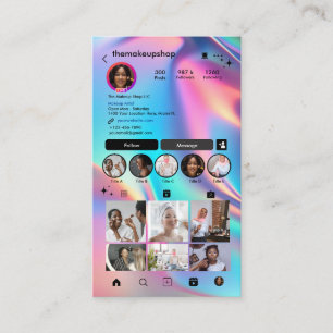 Instagram Pink Holographic QR Code Social Media Visitenkarte
