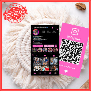 Instagram Pink Personal Trainer Verbinde dich mit Visitenkarte