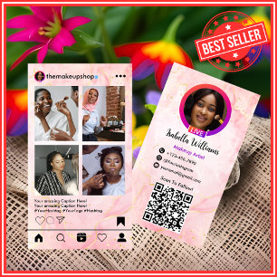 Instagram POST Visagist Pink Marble QR-Code Visitenkarte