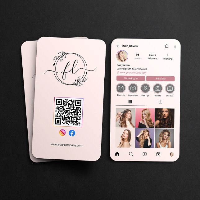 Instagram Profil Haarsalon Foto QR-Code Visitenkarte (Von Creator hochgeladen)