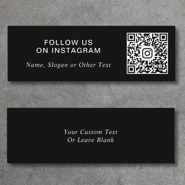 Instagram QR Code Black Promotion Mini Visitenkarte (Capture attention, make connections, and leave a lasting impression with our modern QR business card)
