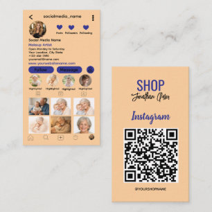 Instagram-QR-Code Geschäft   Folge mir Foto-Grid Visitenkarte