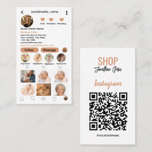 Instagram-QR-Code Geschäft   Folge mir Foto-Raster Visitenkarte