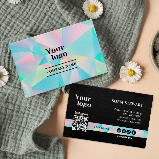 Instagram Qr Code Holographic Social Media Folgen Visitenkarte (Instagram Qr Code Holographic Social Media Follow Business Card)