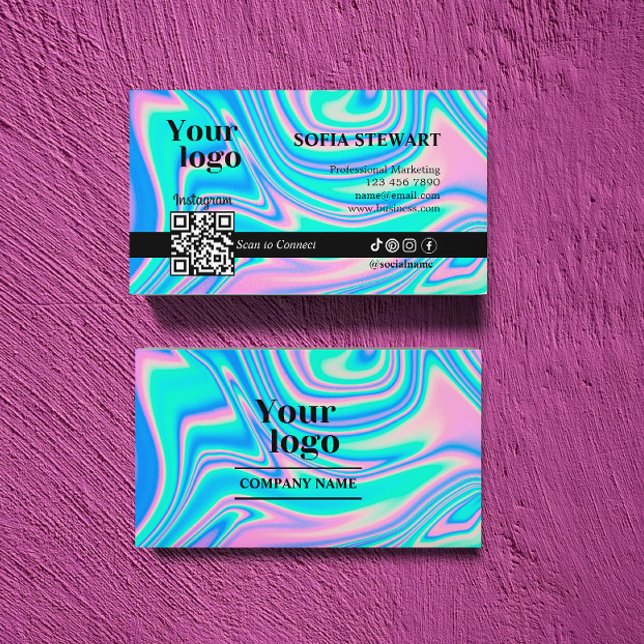 Instagram Qr Code Holographic Social Media Folgen Visitenkarte (Instagram Qr Code Holographic Social Media Follow Business Card)