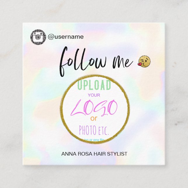 *~* INSTAGRAM QR Code - Social Media LOGO Quadratische Visitenkarte (Vorderseite)