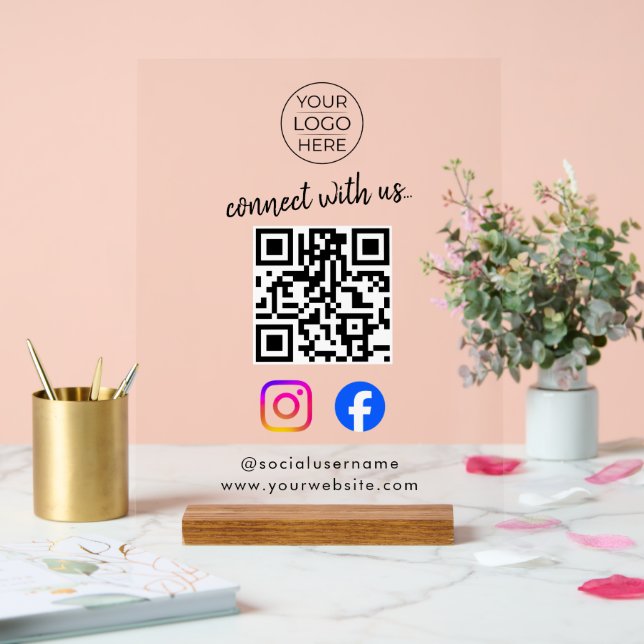Instagram QR Geschäft Acrylschild (Hochzeit)