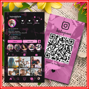Instagram Scan to Connect Hair Stylist Pink QR Visitenkarte