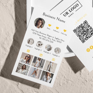 Instagram Scan To Connect QR-Code Gelb Visitenkarte