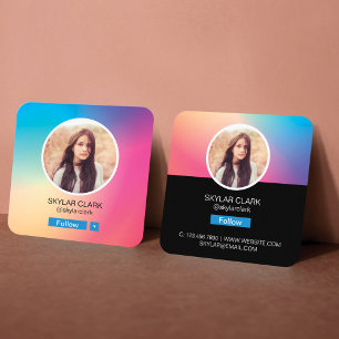 Instagram Social Follow Me Foto Farbverlauf Quadratische Visitenkarte