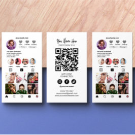 Instagram Style Qr Code Moderne Elegante Schwarz-w Visitenkarte