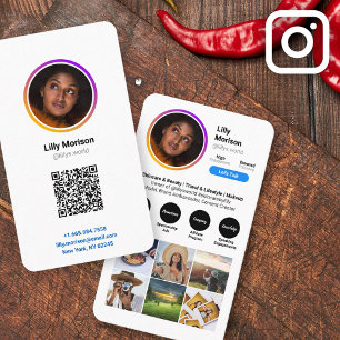 Instagram Style White Trendy Foto Business Card Visitenkarte