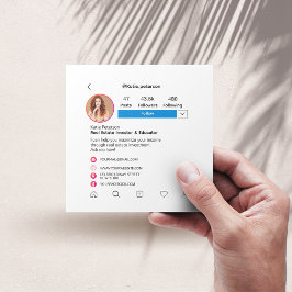 Instagram Style White Trendy Social Media QR Code Quadratische Visitenkarte