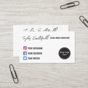 Instagram Twitter Calligraphy Business Card Visitenkarte