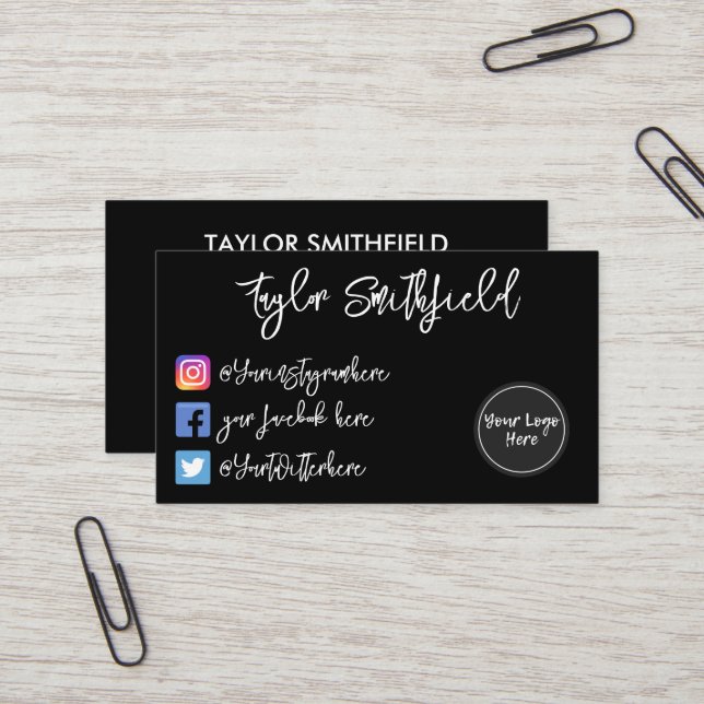 Instagram Twitter Facebook Business Card Visitenkarte (Vorderseite/Rückseite Beispiel)