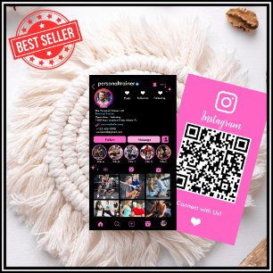Instagram Verbinde dich mit uns Pink Personal Trai Visitenkarte
