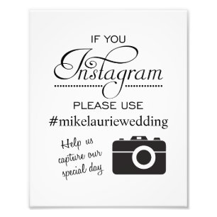 Instagram Wedding Poster Sign - Schwarz