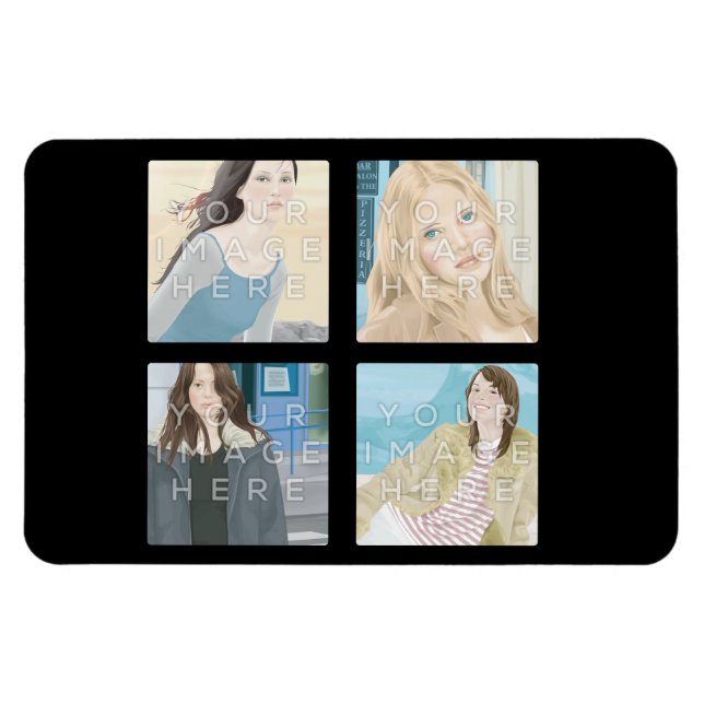 Instagramm 4 Foto Personalisiertes Flexi-Magnet-De Magnet (Horizontal)