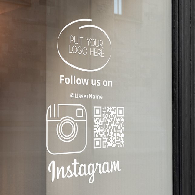 Instagramm folgen Qr Code Weiß Fensteraufkleber (Instagram Follow Us Qr Code White Window Cling)