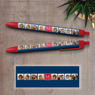 Instagramm-Foto-Collage Monogramme - Blau und Rot Kugelschreiber