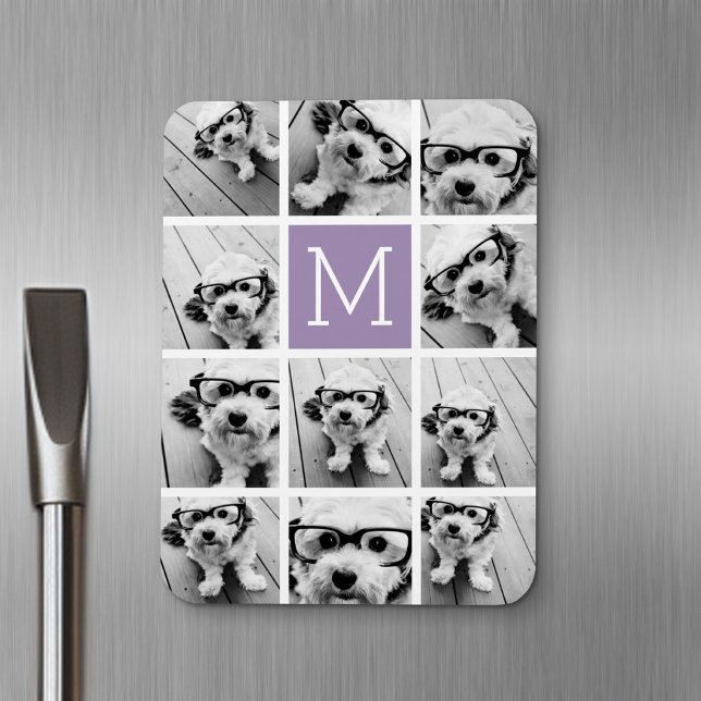 Instagramm-FotoCollage Benutzerdefiniertes Monogra Magnet (Personalized fridge magnet - add photos and custom text)