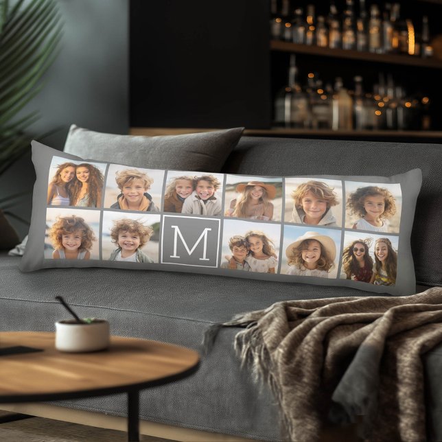 Instagramm-FotoCollage Custom Monogram-Kohle Seitenschläferkissen (Custom Body Pillow)