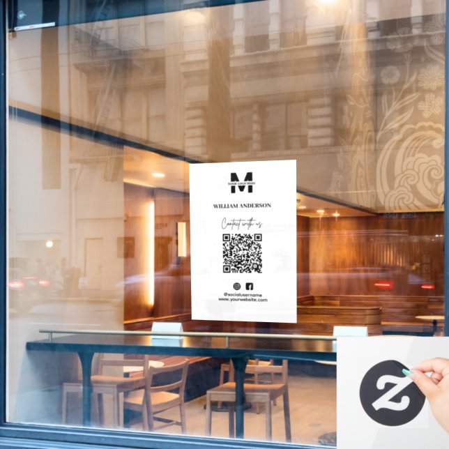 Instagramm für kleine Unternehmen Facebook QR Code Fensteraufkleber (Café-Fenster)