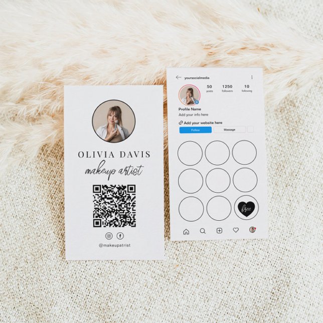 Instagramm Light Theme QR Code Loyalty Punch Card Visitenkarte (Von Creator hochgeladen)